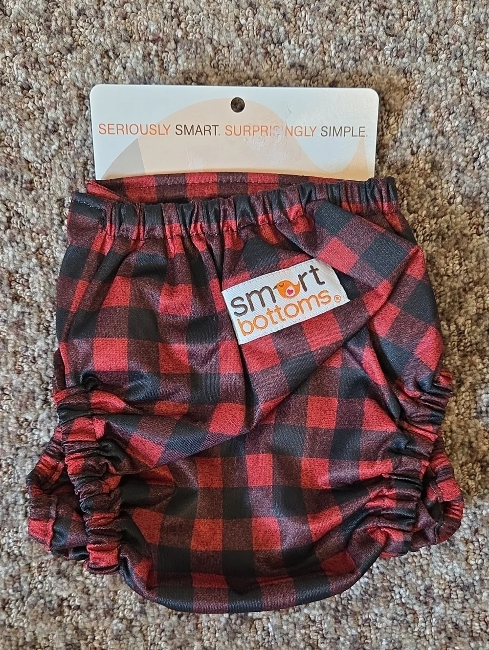 Smart Bottoms RedBlack Plaid Adjustable Cloth Diaper Cover-One Size(10lb-35lbs+)